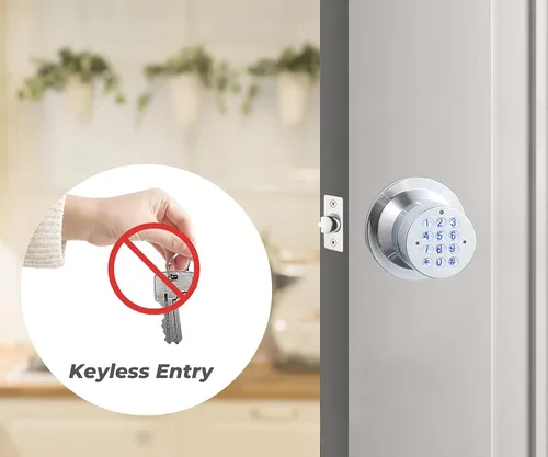 Miniatura 5 de Buoan Pomo electrónico para puerta de entrada sin llave, perilla inteligente con teclado, manija de puerta interior con cerradura, bloqueo