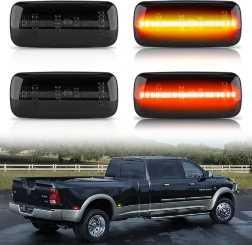 Miniatura 8 de POPMOTORZ 4 piezas de luz LED de marcador lateral de guardabarros compatible con lámpara de cama trasera para Dodge RAM 1500 2500 3500 2010-2017