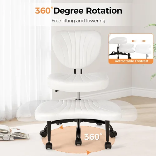 Miniatura 5 de Silla de Oficina para Sentarse con Piernas Cruzadas, Silla Ergonómica Criss Cross con Ruedas, Silla de Meditación Giratoria 360° de Altura Ajustable
