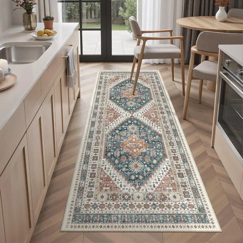 Miniatura 719 de Madane Tapete lavable de 2 x 10 pies para pasillo, cocina, recibidor, clásico, suave, antideslizante para interiores, casa de campo, baño, sala