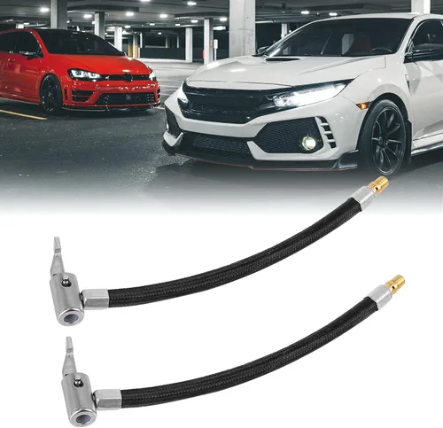 Miniatura 2 de X AUTOHAUX Válvula de neumático de coche de 7.9 in conectar tubo de aire Chuck inflador compresor bomba extensión manguera adaptador 2 unids
