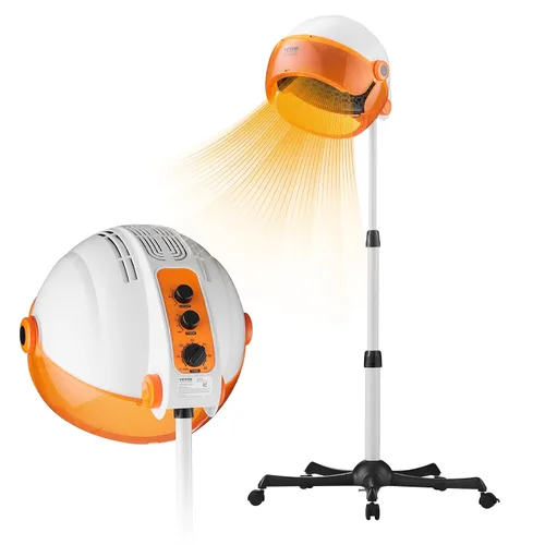 VEVOR Secador de capó con capucha de 1875 W con velocidad variable, temperatura, temporizador y ruedas para salón de belleza y spa en casa Blanco