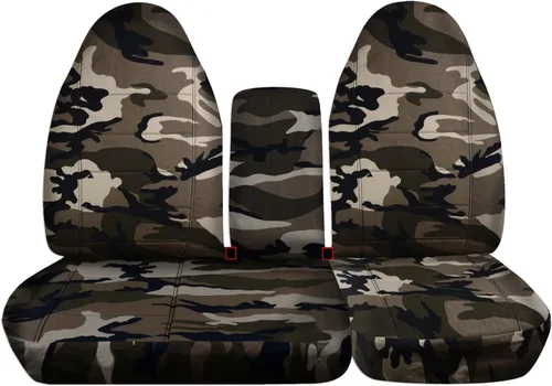 Miniatura 9 de Cubiertas para asiento de camioneta con diseño de camuflaje para 2001-2003 Ford F-150 (Asiento dividido 40/60 frontal) con consola, descansacabezas