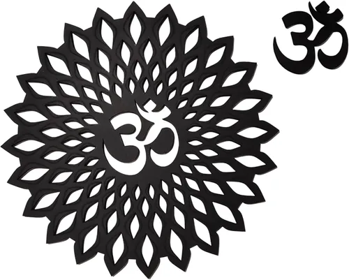 Miniatura 23 de My Dream Carts Black Round Decorative Wall Art Mdf Wooden Chakra For Temple, Living Room, Office, Hotel, Home Decor Items, Gift Item, Mandala Wall