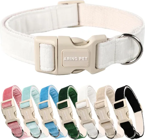 Aring Pet Collar de algodón, ajustable, con hebilla de liberación rápida, para bodas, para perros pequeños, medianos y grandes, blanco