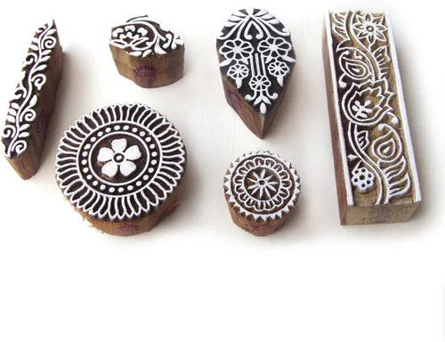 Miniatura 8 de Paisley y hojas diseños contemporáneos bloques de madera para impresión (juego de 5)
