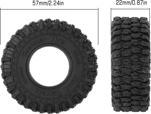 Miniatura 6 de INJORA Neumáticos 1.0 - Neumáticos S5 Super Blandos y Adhesivos de 57 * 22mm para TRX4M Axial AX24 SCX24 FCX24 Enduro24, T1016