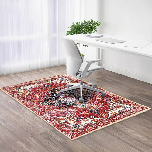 Miniatura 13 de Tapete para silla de oficina para suelo de madera, tapete vintage bohemio para silla rodante para computadora, con respaldo antideslizante, tapete