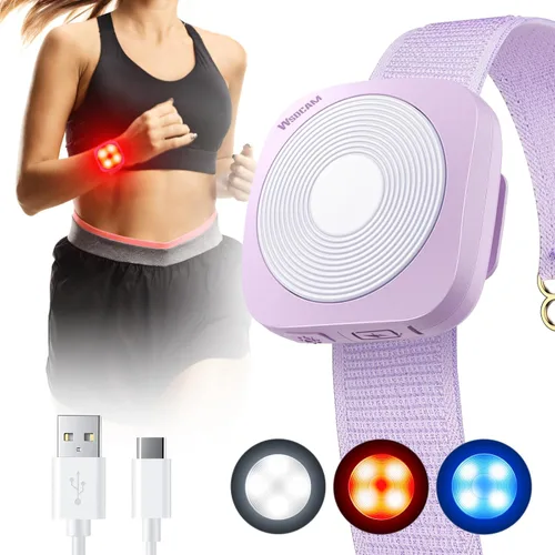 wsdcam Luces de correr para corredores con alarma de seguridad fuerte de 130 dB, luz de seguridad LED USB-C para caminar nocturno/trotar/pasear al