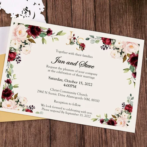 Miniatura 7 de DORIS HOME 50 tarjetas de invitación de encaje floral dorado blanco cortado con láser con sobres para invitaciones de boda, despedida de soltera