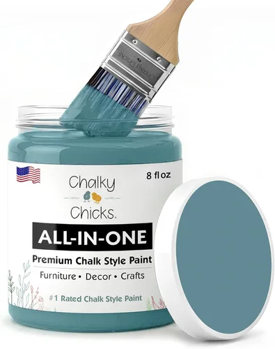 Miniatura 58 de Chalky Chicks - Pintura mate a la tiza, no requiere lijado, 4 onzas líquidas, color gris oscuro (Gun Metal Gray), para muebles, pintura sin Gris
