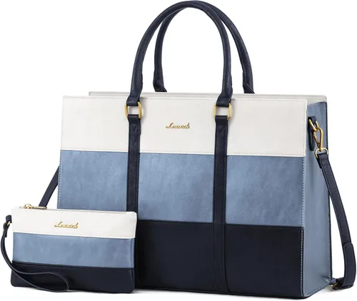 Miniatura 17 de LOVEVOOK Bolsa para laptop para mujer, bolsas de trabajo de 15.6 pulgadas para mujer, bolsa de cuero vintage para laptop, bolsas impermeables