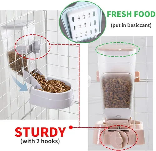 Miniatura 6 de Oncpcare Alimentador Automático para Jaula de Conejo de 1L, Plato de Comida, Recipiente para Animales Pequeños con Tapa para Conejo, Gato, Hurón