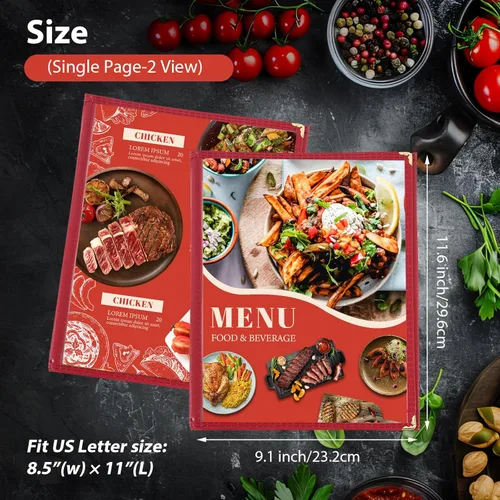 Miniatura 2 de Fundas transparentes para menú de restaurante, soportes tamaño carta, 3 páginas, 6 vistas, cubiertas transparentes para menú de recetas para cocina