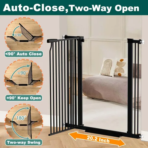 Miniatura 5 de Fairy Baby Puerta extra alta para bebés de 40.5 pulgadas, sin taladro, puerta extra ancha de 29.6 a 40.5 pulgadas para mascotas, puerta de seguridad