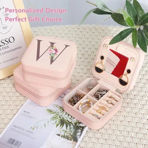 Miniatura 7 de FUNARTY Joyero de viaje con espejo para mujeres y niñas, estuche organizador de joyas, estuche organizador de cumpleaños, regalos de Navidad