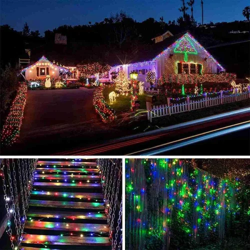 Miniatura 6 de Paquete de 2 luces de hadas que funcionan con energía solar, 39 pies, 100 luces LED de alambre plateado, impermeables, mini luciérnagas
