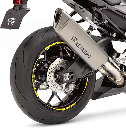 Miniatura 8 de KETABAO Calcomanías adhesivas de llanta de 17 pulgadas a rayas S01 compatibles con YZF R6 R1 MT 03 125 09 07 10 Tracer 700 FZ25 (azul)
