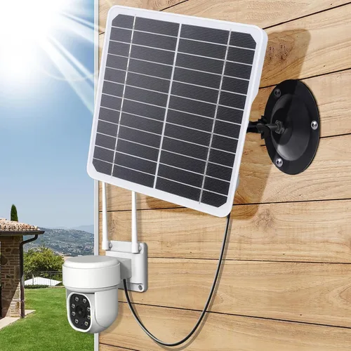 Miniatura 7 de AUNMAS Panel solar monocristalino de 20 W para cámara de seguridad al aire libre, 5 V, impermeable, ajustable, montaje en pared con cable de 9.8 pies
