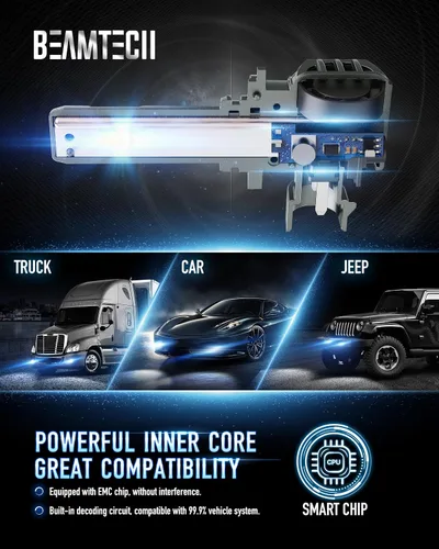 Miniatura 6 de BEAMTECH Bombillas 9005, chips G-XPower HB3 para luz antiniebla 500% más brillante 6500K xenón blanco, enchufe y uso, paquete de 2