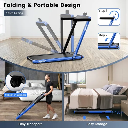 Miniatura 2 de GYMAX Almohadilla para caminar, 2 en 1, instalación gratuita debajo del escritorio, con monitor LED, aplicación inteligente/control remoto y altavoz
