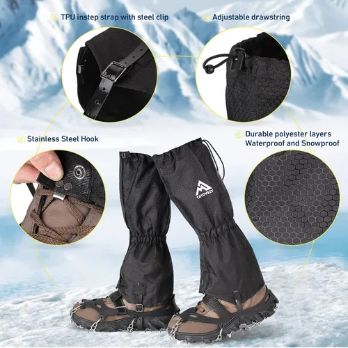 Miniatura 2 de Polainas para senderismo – Polainas impermeables y transpirables para mujeres y hombres, polainas ligeras ajustables para zapatos para caza