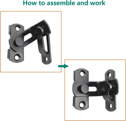 Miniatura 6 de Paquete de 2 cerraduras de puerta de granero de acero inoxidable, cerradura de cerca, cerrojo de seguridad, cerrojo para ventana, puerta, gabinete
