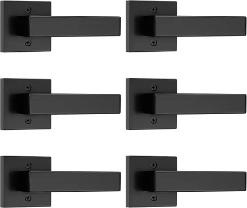 Miniatura 9 de Probrico Paquete de 2 manijas de puerta simuladas negras, manija de puerta de una sola cara para armarios, puertas francesas, juego de pomos Negro