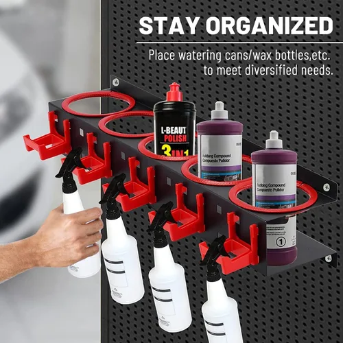Miniatura 6 de Estante de Almacenamiento para Botellas de Spray con Soporte Abrasivo Extra, Barra de Colgar Montada en Pared, Accesorio de Exhibición para Coche