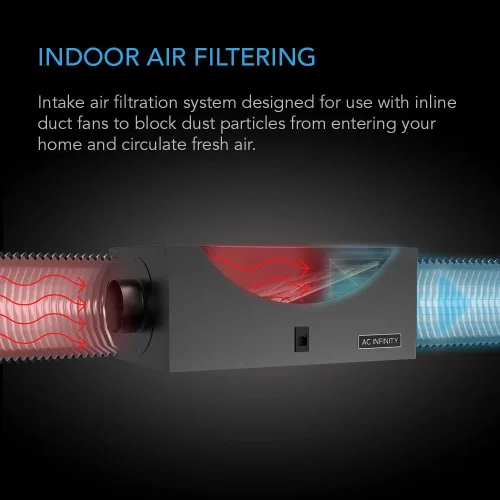 Miniatura 2 de AC Infinity Caja de filtro en línea de 4 pulgadas con filtro de alta eficacia, kit de filtración HVAC para toda la casa, se adapta a ventiladores