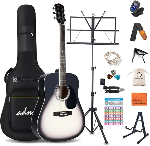 Miniatura 13 de ADM Dreadnought - Kit de guitarra acústica con lección gratuita para principiantes, adultos, adolescentes, tamaño completo, juego de iniciación