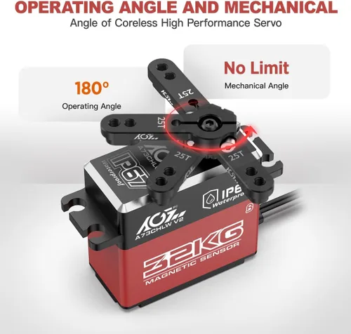 Miniatura 9 de AGFRC Servo RC de alto par de torsión impermeable IP67 de 70.5 lbs - Servo de dirección sin núcleo de engranaje de metal completo para 1/10 RC Car