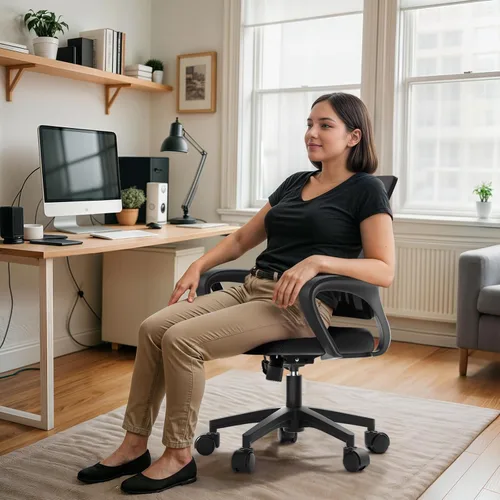 Miniatura 2 de Silla de oficina ergonómica, 330 libras, silla de escritorio de malla transpirable con soporte lumbar y reposabrazos, bloqueo giratorio de Negro