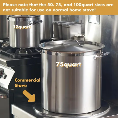 Miniatura 2 de CURTA Olla grande de 20 cuartos de galón con tapa, certificación NSF, olla de cocina de acero inoxidable 18/8 de 3 capas, utensilios de cocina