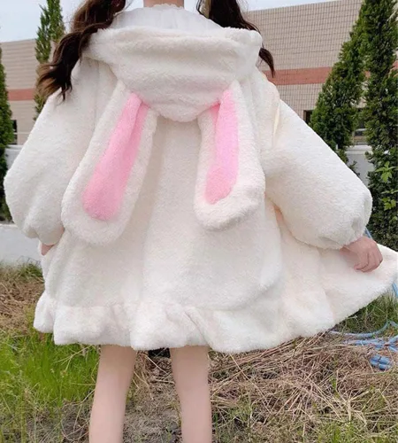 Miniatura 5 de BZB Sudaderas con capucha de conejo de anime Kawaii para mujer, suéter de conejo mullido y mullido para cosplay, abrigos