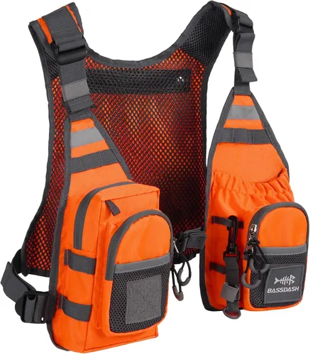 Miniatura 8 de BASSDASH FV08 Chaleco ultraligero de pesca con mosca para hombres y mujeres Paquete de pecho portátil Talla única para la mayoría