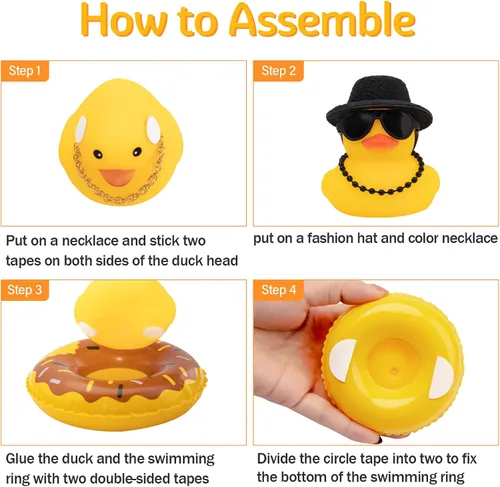 Miniatura 4 de Wonuu Adornos de Pato de Goma para Automóvil, Adornos de Tablero de Automóvil, Accesorios de Adornos de Tablero con Sombrero de Vaquero del Oeste