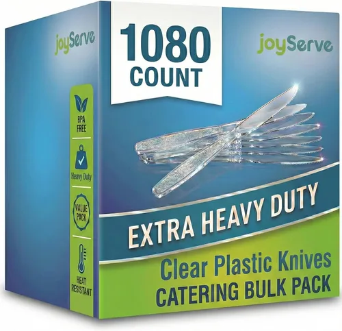 Miniatura 8 de JoyServe Cuchillos de plástico transparente resistentes, utensilios de fiesta resistentes al calor, sin BPA, cuchillos de plástico resistente