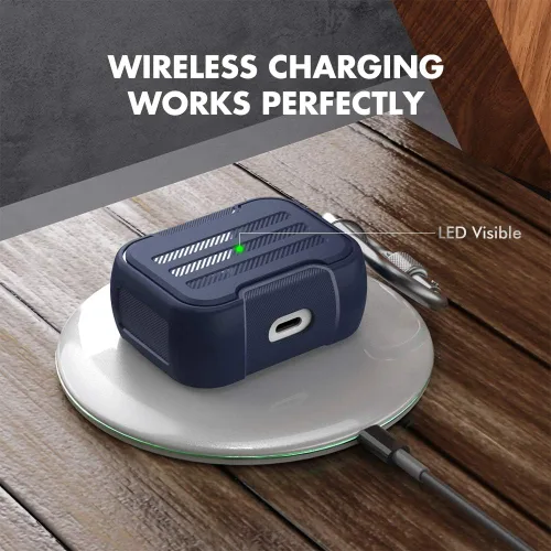 Miniatura 2 de AhaStyle AirPods Pro Funda rígida resistente a prueba de golpes compatible con Apple AirPods Pro 2019 (azul oscuro)