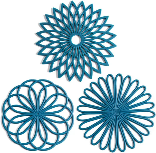 Miniatura 14 de Juego de 3 salvamanteles de silicona, almohadillas calientes para mesa y encimera, salvamanteles para platos calientes, antideslizantes y 2-GRIS