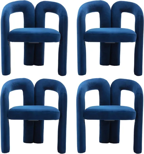 Miniatura 22 de Modernas sillas de comedor de terciopelo tapizadas, con respaldo curvado, cómoda silla auxiliar para cocina, comedor, sala de estar