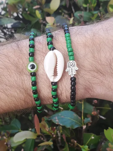 Miniatura 33 de 3 pcs Ilde Cowrie seashell Evil Eye Hamsa Hand Orisha Santeria Pulseras Bracelet Set