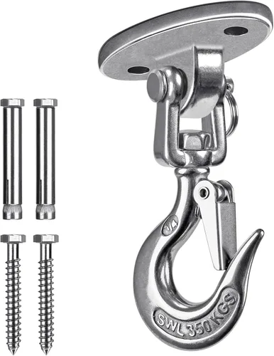 Miniatura 11 de SELEWARE Silent Ball Bearing Swing Hangers, resistente 360° giratorio giratorio gancho para patio de juegos de madera, hamaca de yoga, silla, bolsa