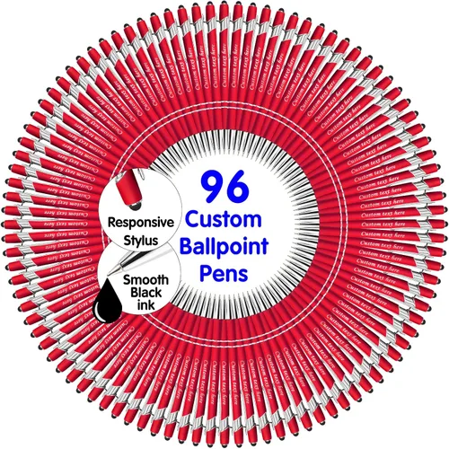 Miniatura 17 de Bolígrafos personalizados a granel con punta de lápiz capacitivo, bolígrafos personalizados de 0.020 in con nombre, logotipo o mensaje grabado