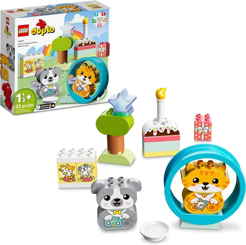 LEGO DUPLO 10977 My First Puppy & Kitten with Sounds 10977 Juguetes para mascotas para niños pequeños de 1 .5 a 3 años, juego de desarrollo temprano