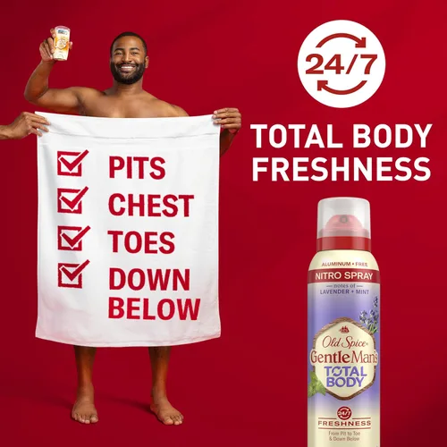 Miniatura 2 de Old Spice Desodorante en aerosol para todo el cuerpo para hombres, sin aluminio, aroma a lavanda y menta, protección contra olores 24/7, frescura