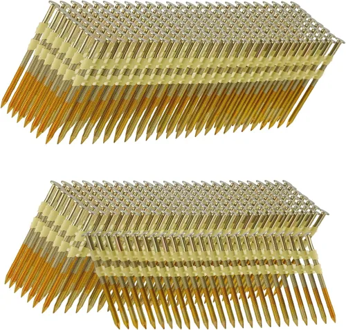 Miniatura 10 de Clavos de marco de 21 grados, 500 unidades, vástago de anillo de 3-1/4 pulgadas x 0.131 pulgadas, cabeza redonda completa galvanizada EG
