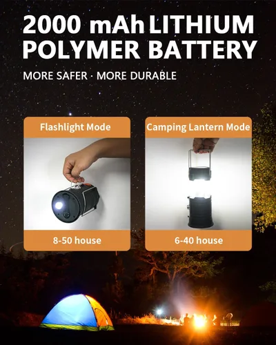 Miniatura 4 de Linterna solar de campamento con manivela, linterna LED ultra brillante portátil de gran capacidad, cargador USB, linterna electrónica