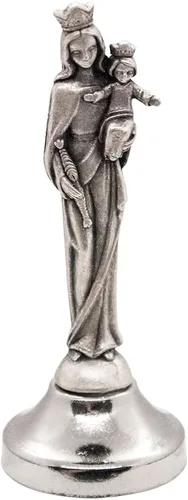 Miniatura 11 de VILLAGE GIFT IMPORTERS Mini estatua de santo Figuras clásicas cristianas y católicas Metal plateado Parte inferior adhesiva Decoración