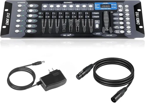 Controlador DMX para luces DJ Dmx512 Controladores de luz 192 canales Tablero DMX con cables 2m/6.6 pies Consola de iluminación Dmx-512 para Basic